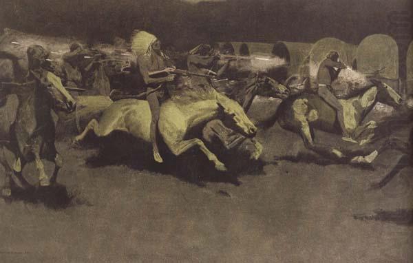 A Night Attack on a Government Wagon Train (mk43), Frederic Remington